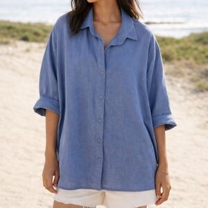 Vintage Linen Blend Button Down